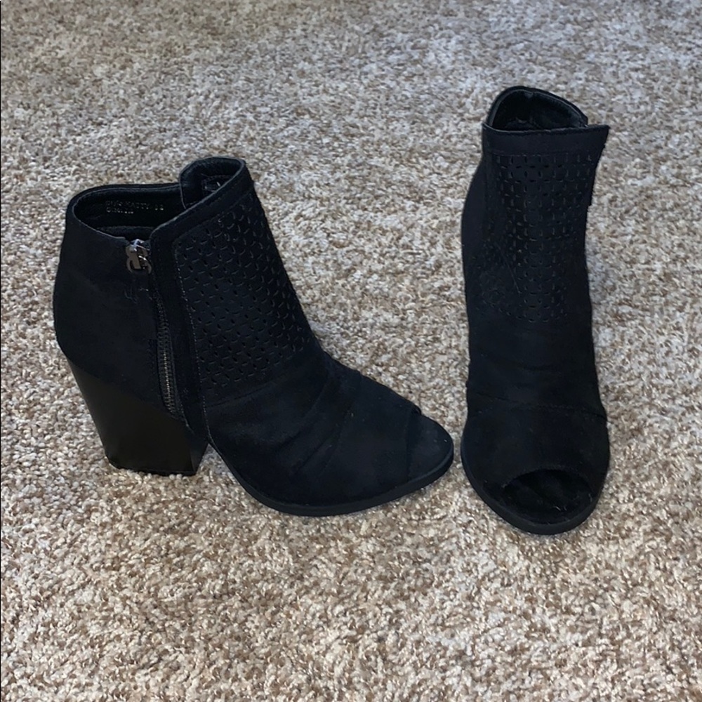 Black peep toe booties